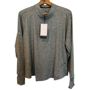 Nike Womens Gray Dri-FIT Quarter-Zip Long Sleeve Shirt